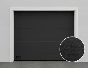 Garageport M-Line Woodgrain Ddjupsvart RAL 9005